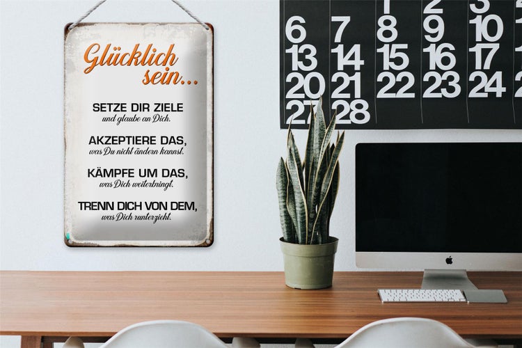Blechschild Spruch 20x30cm glücklich sein glaube an dich
