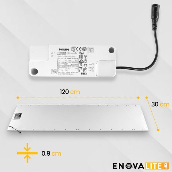 ENOVALITE LED-Panel 120x30 36W 3600LM Kaltweiß Flimmerfrei UGR22 Ultraflache Büro-Einbauleuchte mit PHILIPS Treiber