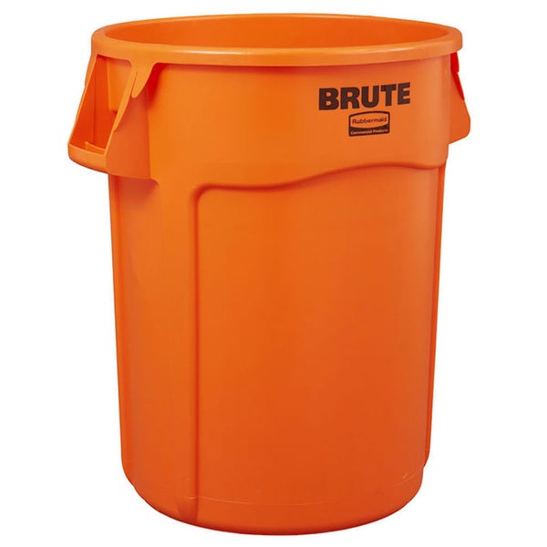 PROREGAL Rubbermaid Brute Runde Mehrzwecktonne Mit Belüftungskanälen 166,5 Liter HxBxT 79,6 x 71,7 x 61,2 cm Aus Widerstandsfähigem Kunststoff Orange