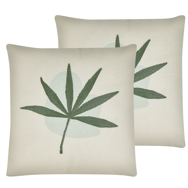 Dekokissen 2er Set DAVALLIA 45 x 45 cm Grün Pflanzenmuster