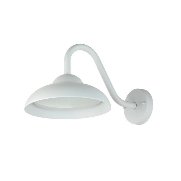 Wandleuchte für den Außenbereich mit gebogenem Arm und Schirm