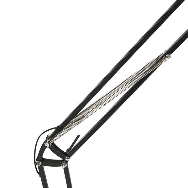 Detailaufnahme eines schwarzen Lampenarms mit Spiralfeder