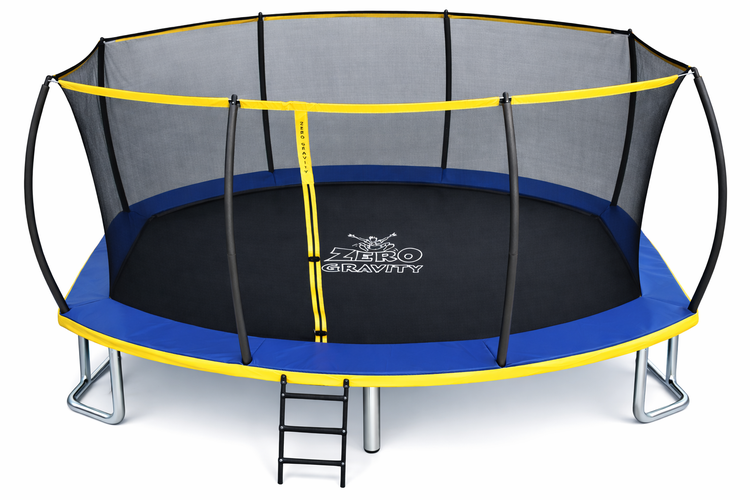 Trampolin mit Sicherheitsnetz und Leiter