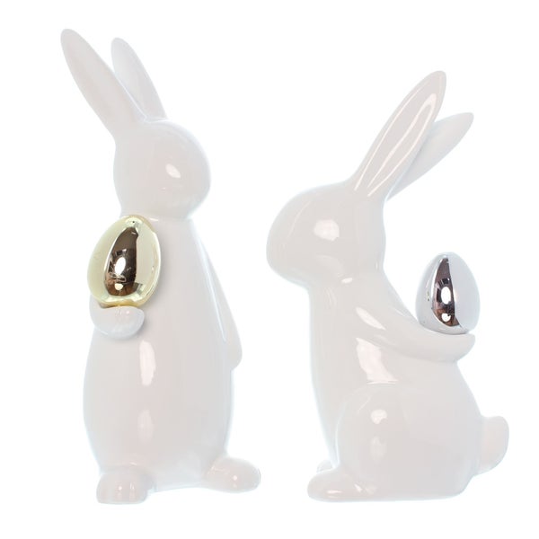 FRANK FLECHTWAREN | Osterhase Classical, 2er Set, PORZELLAN, Höhe 20 cm, 23 cm