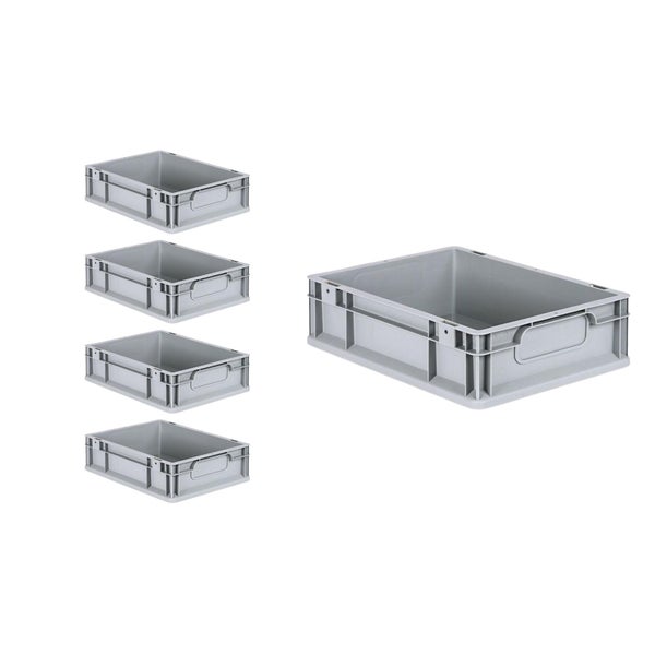 PROREGAL Spar Set 5x Eurobox Nextgen Economy Mit Auflagedeckel & 4x Schiebeschnappverschlüsse Rot Griffe Geschlossen HxBxT 12 x 30 x 40 cm 11 Liter