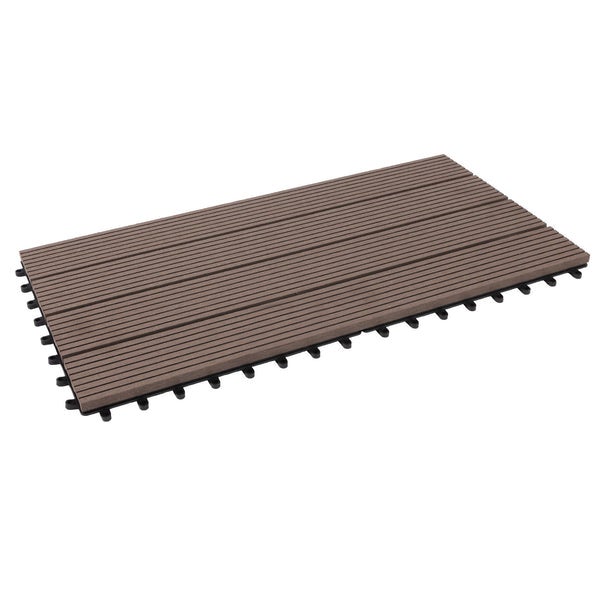 FLOORDIREKT WPC-Klickfliese Royal - Wetterbeständige Terrassenfliese - Dunkelbraun 30 x 60 cm
