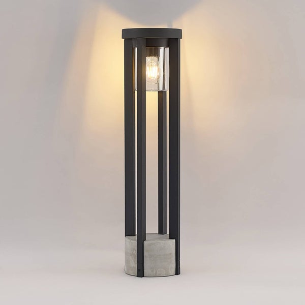Lucande Außenleuchte Overa (spritzwassergeschützt (Modern) in Alu aus Aluminium (1 flammig, E27) - Wegeleuchte Pollerleuchte Wegelampe Sockelleuchte