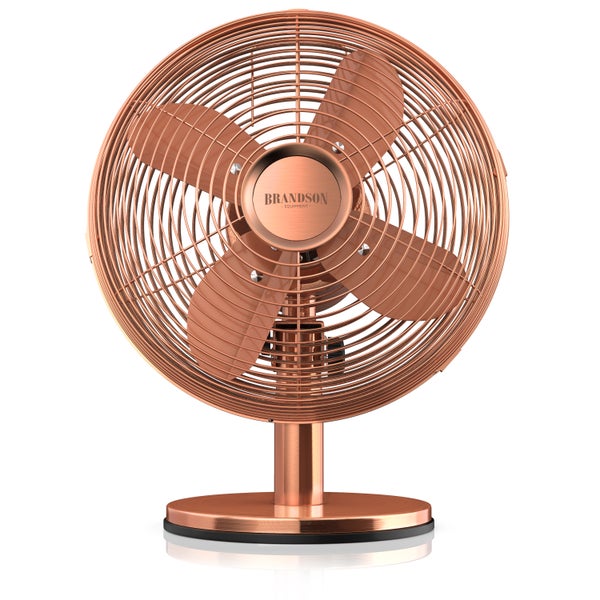 Brandson Tischventilator, Ventilator mit 3 Leistungsstufen, mobiler Lüfter im Retro Design, Zuschaltbare 80° Oszillation, Neigungswinkel ca. 40°