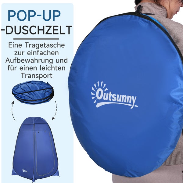 Outsunny Pop-up-Duschzelt mit runder Tragetasche für einfachen Transport und platzsparende Aufbewahrung.