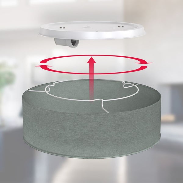 Deckenleuchte Ø30 cm - Stoffschirm, E27 Fassung, 1-flammig, grau