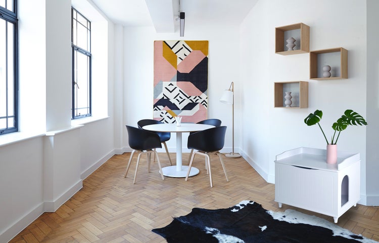 WONDERMAKE - Katzenschrank für Katzentoilette groß aus Holz, Katzenklo-Schrank Kommode XL, Design Katzen-Haus Toilette Klo Waschbecken-Unterschrank für Bad, weiß