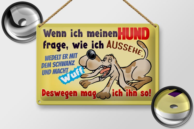 Blechschild Spruch 30x20cm wenn ich meinen Hund frage