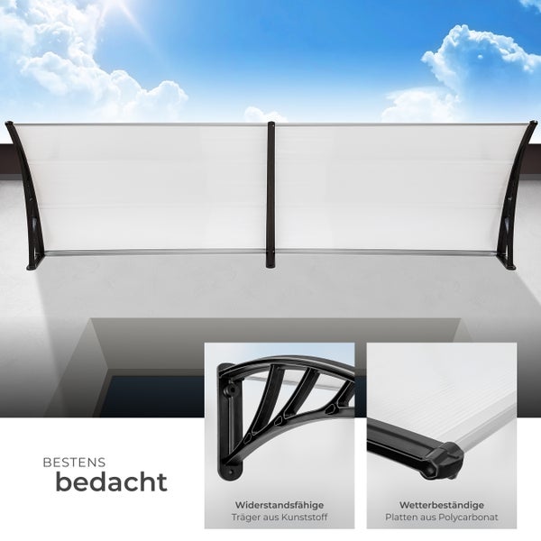 Vordach tectake  300 x 93 cm in Bogenform transparent