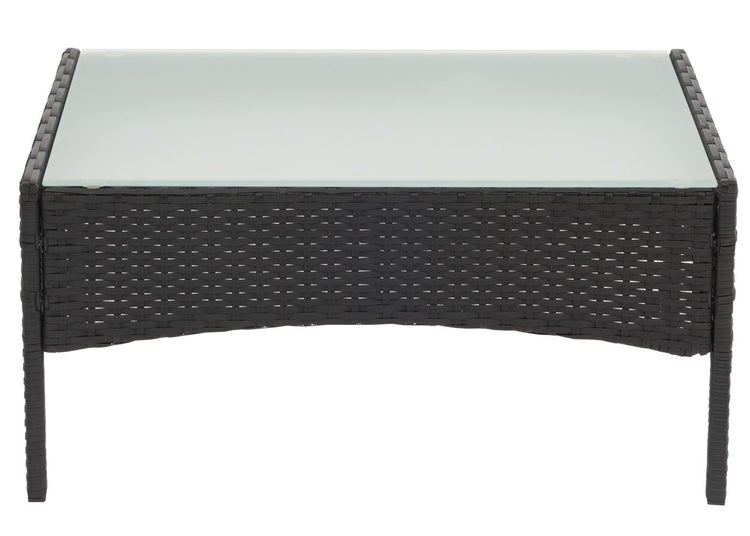 Rattan Gartentisch mit Glasplatte