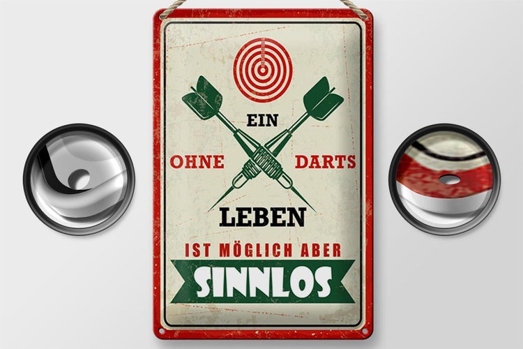 Blechschild Spruch 20x30cm Ein Leben ohne Darts ist möglich aber sinnlos