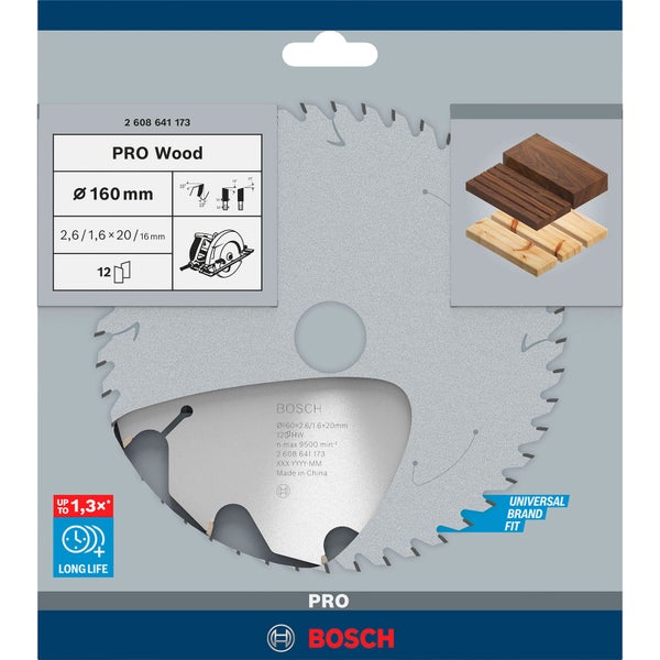 Bosch PRO Wood Kreissägeblatt 160 x 2,6 x 20 mm - 2608641173