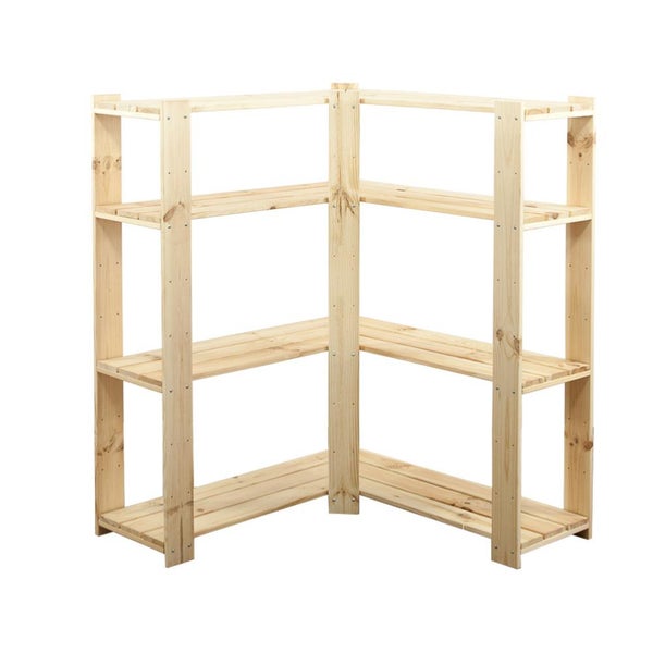 PROREGAL Eckregal Woodland HxBxT 115 x 85 x 30 cm Fachlast 120 kg 4 Fachboden Kiefernholz Natur