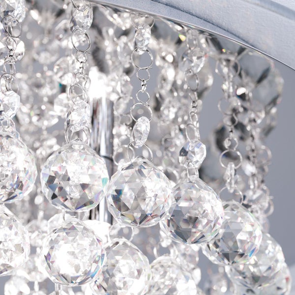 Deckenluster Kristall 6-flammig silber