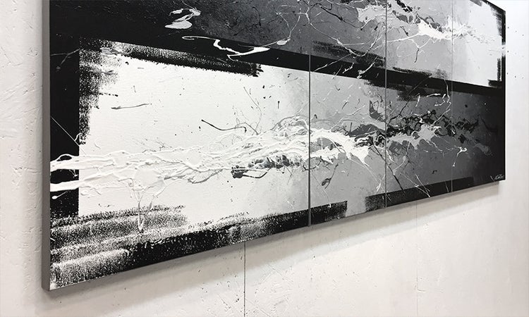 Das moderne Bild -Black vs. White- 170x70x2 cm handgemaltes Unikat
