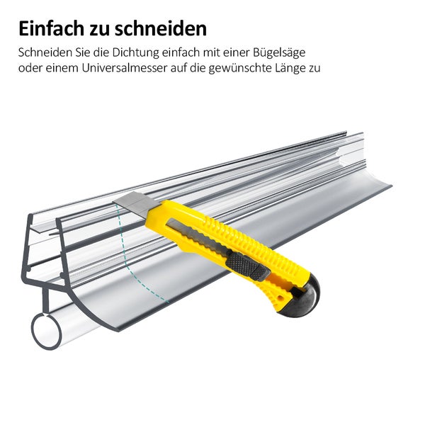 EMKE Ersatzdichtung Wasserabweiser Duschdichtung Schwallschutz Duschkabine Bad, 4-6mm Glas 1000mm, 2 Stück