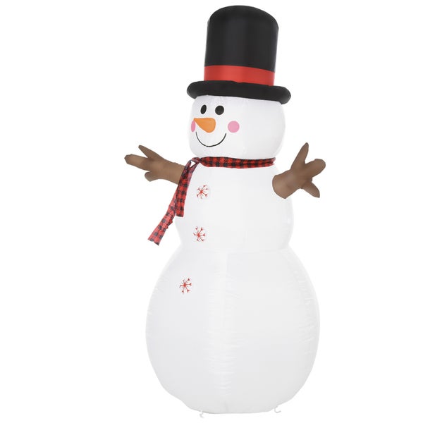 HOMCOM Weihnachten aufblasbarer Schneemann, wetterfest, LEDs, 100 x 80 x 182 cm, Polyester, Weiß+Schwarz