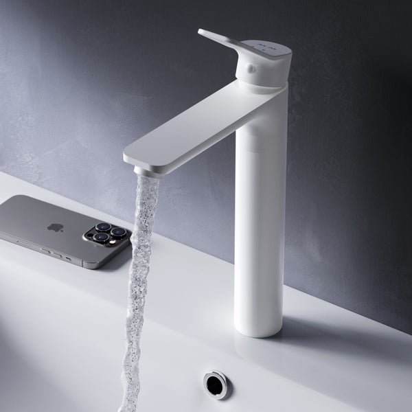 AM.PM Waschtischarmatur für Aufsatzwaschbecken mit Klick-Ablaufgarnitur FXA92233 X-Joy Weiß matt