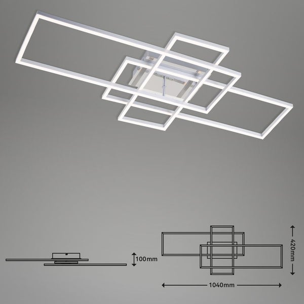 LED Deckenleuchte Dimmbar Fernbedienung CCT Timer 55W silber Metall Briloner