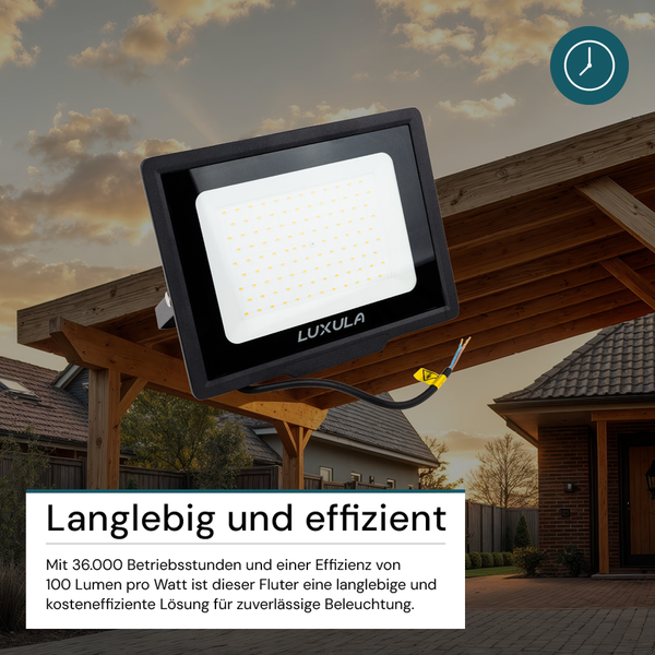 Schwarzer Luxula LED Strahler mit Anschlusskabel