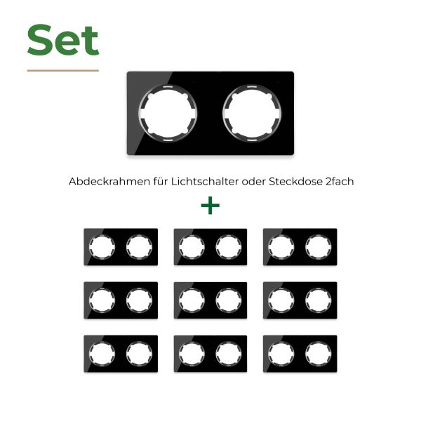 Set mit 10 Abdeckrahmen für Lichtschalter oder Steckdosen zweifach