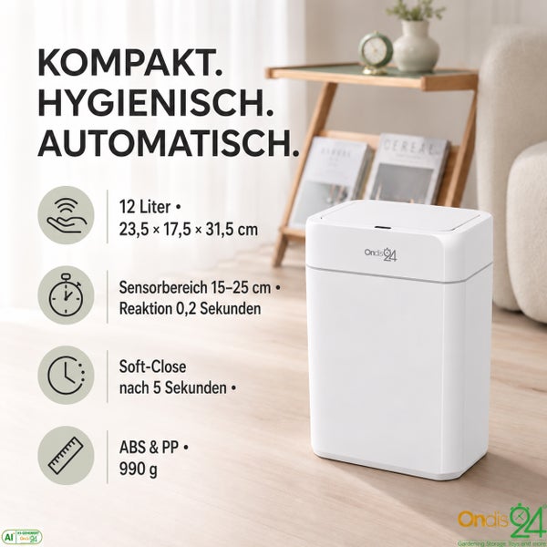 Automatischer Abfallbehälter mit Sensor aus Kunststoff 12 Liter Volumen für den Innenbereich von Ondis 24.