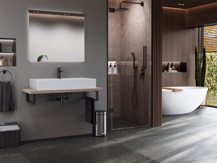 Aqua Bagno Basic Plan Waschbecken 10.16.30.06.02 – 80 x 45 cm – Weiß Hochglanz – Keramikbecken mit Hahnloch & Überlauf