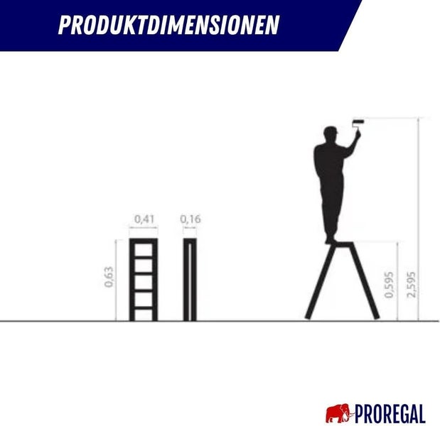 PROREGAL Stufenstehleiter ATLAS Beidseitig Begehbar 2 x 3 Stufen Arbeitshöhe 2,60 m Traglast 125 kg