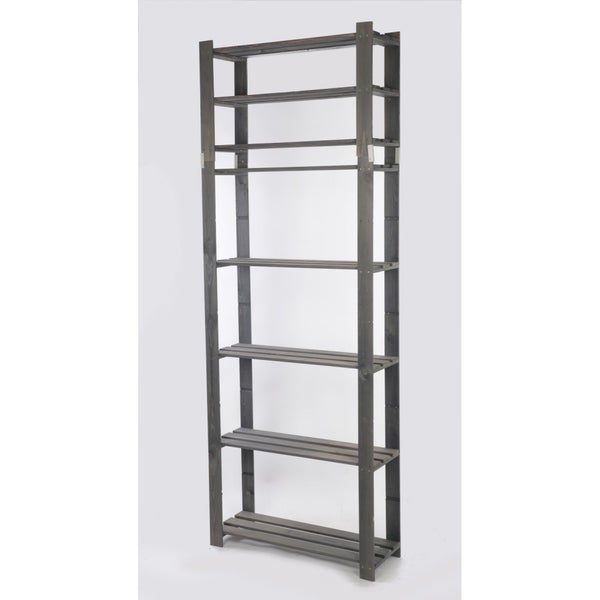 PROREGAL Holzregal Pinepeak HxBxT 220 x 80 x 28 cm 7 Fachboden 1,2 cm Dickes Kiefernholz Grau