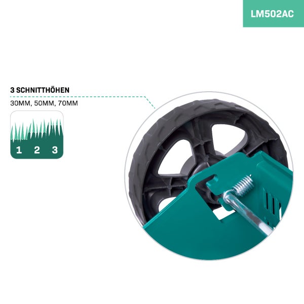 VONROC Rasenmäher Elektro mit Kabel | 1300W - 32cm Schnittbreite - einstellbare Schnitthöhe 30-70MM | Elektrischer Sichelmäher für kleine bis mittelgroße Flächen