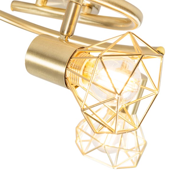 Goldfarbene Deckenleuchte mit geometrischem Lampenschirm