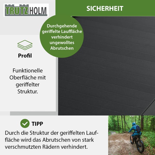 TRUTZHOLM 2 x Auffahrrampen 205 cm Traglast 680 kg Alu schwarz klappbar geriffelt Motorradrampen