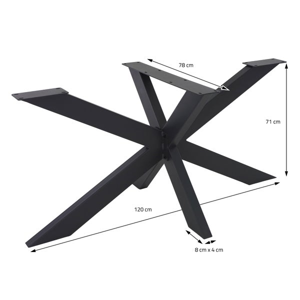 ML-Design Tischgestell Spider 78x71x120 cm, Schwarz, Kreuzgestell Kreuz X-Design Tischfüße Möbelfüße, Schwerlast Tischkufen Stahl, Metall Tischbeine, DIY Esstisch, Industriedesign, einfache Montage
