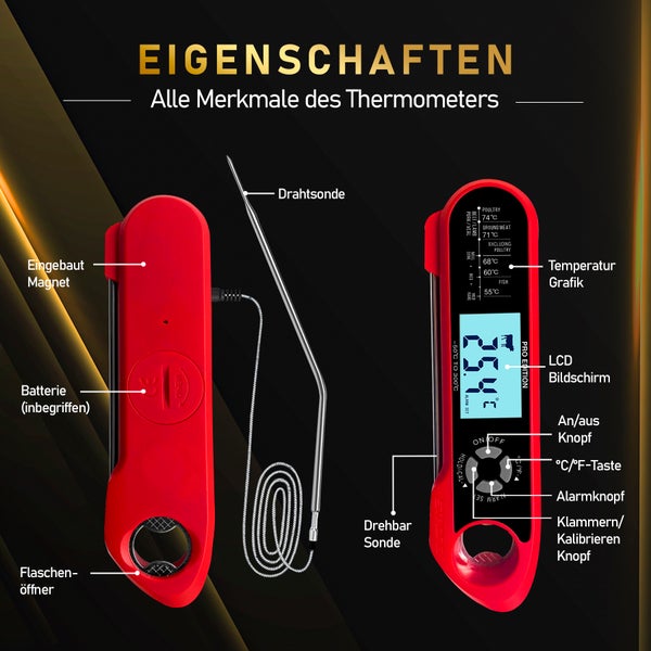 MostEssential 2-in-1 Fleischthermometer - PRO Edition Red