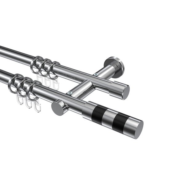 Doppelgardinenstange mit Ringen zur Gardinenbefestigung