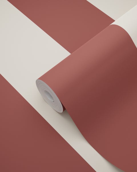 Rolle gestreifte Tapete mit breiten diagonalen Streifen in Terrakotta und Cremeweiß