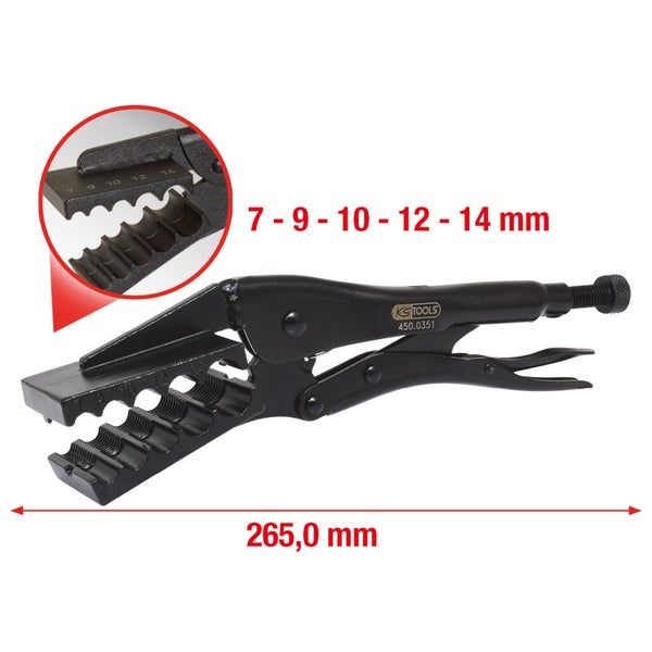 Kraftstoffleitungsklemme mit einer Größe von 265 Millimetern und Einstellmöglichkeiten von 7 bis 14 Millimetern