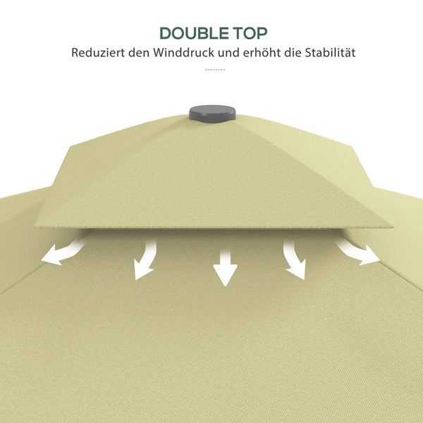 Outsunny Sonnenschirm, Balkonschirm mit UV-Schutz, 243cm x 243cm x 265cm, Metall, Beige