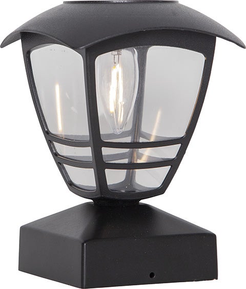 Schwarze Wegeleuchte mit klarem Glas und Leuchtmittel