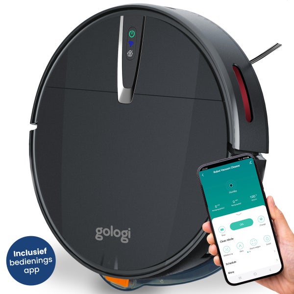 Gologi Staubsaugerroboter mit Wischfunktion - Automatisch - Mit Ladestation - Kabelloser Staubsaugerroboter - 45DB - Schwarz
