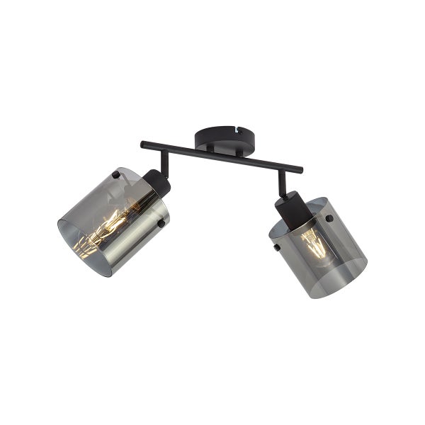 Deckenleuchte mit zwei Strahlern und Zylinderschirmen