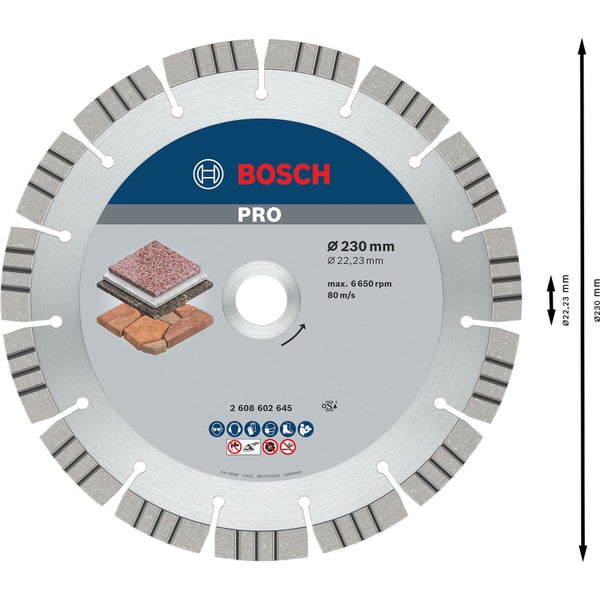 Bosch PRO Stone Diamanttrennscheibe 230 x 22,23 mm - 2608602645