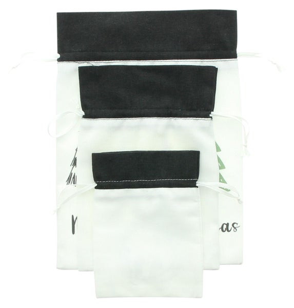 FRANK FLECHTWAREN | Geschenktäschchen XMAS, 3er Set, POLYESTER, 12 x 16 cm, 15 x 22 cm, 20 x 26 cm