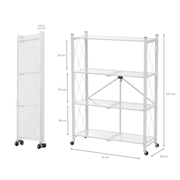 BERLINLODGE KLAP klappbares Regal 4 Fachbäden Belastbarkeit 200 kg HxBxT 127 x 72 x 34 cm Weiß Klappregal