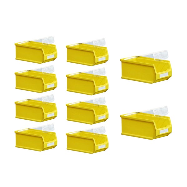 PROREGAL SparSet 10 x Gelbe Sichtlagerbox 2.0 Mit Abdeckung HxBxT 7,5 x 10 x 17,5 cm 0,8 Liter Sichtlagerbehälter Sichtlagerkasten