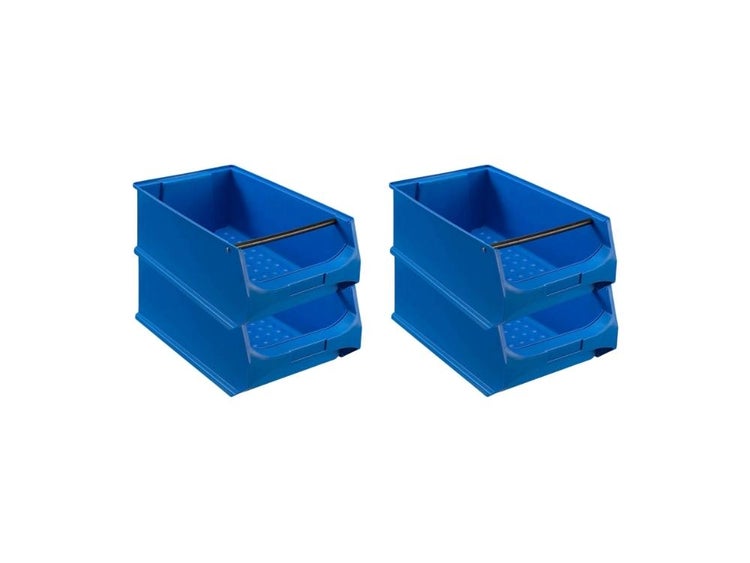 PROREGAL SuperSparSet 4x Blaue Sichtlagerbox 5.1 mit Griffstange HxBxT 20 x 30 x 50 cm 21,8 Liter Sichtlagerbehälter